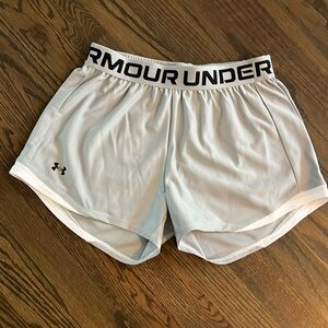 Under Armour gym shorts. Grey & white. NWT. XS